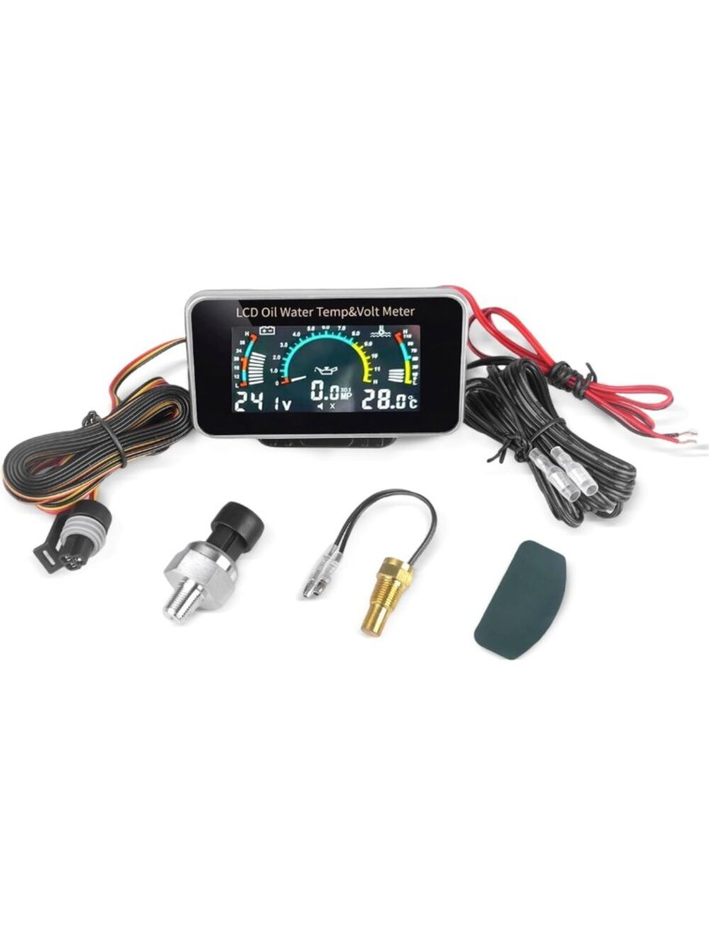 Universal 3-in-1 Car Gauge: Digital Oil Pressure, Voltage & Water Temp Meter